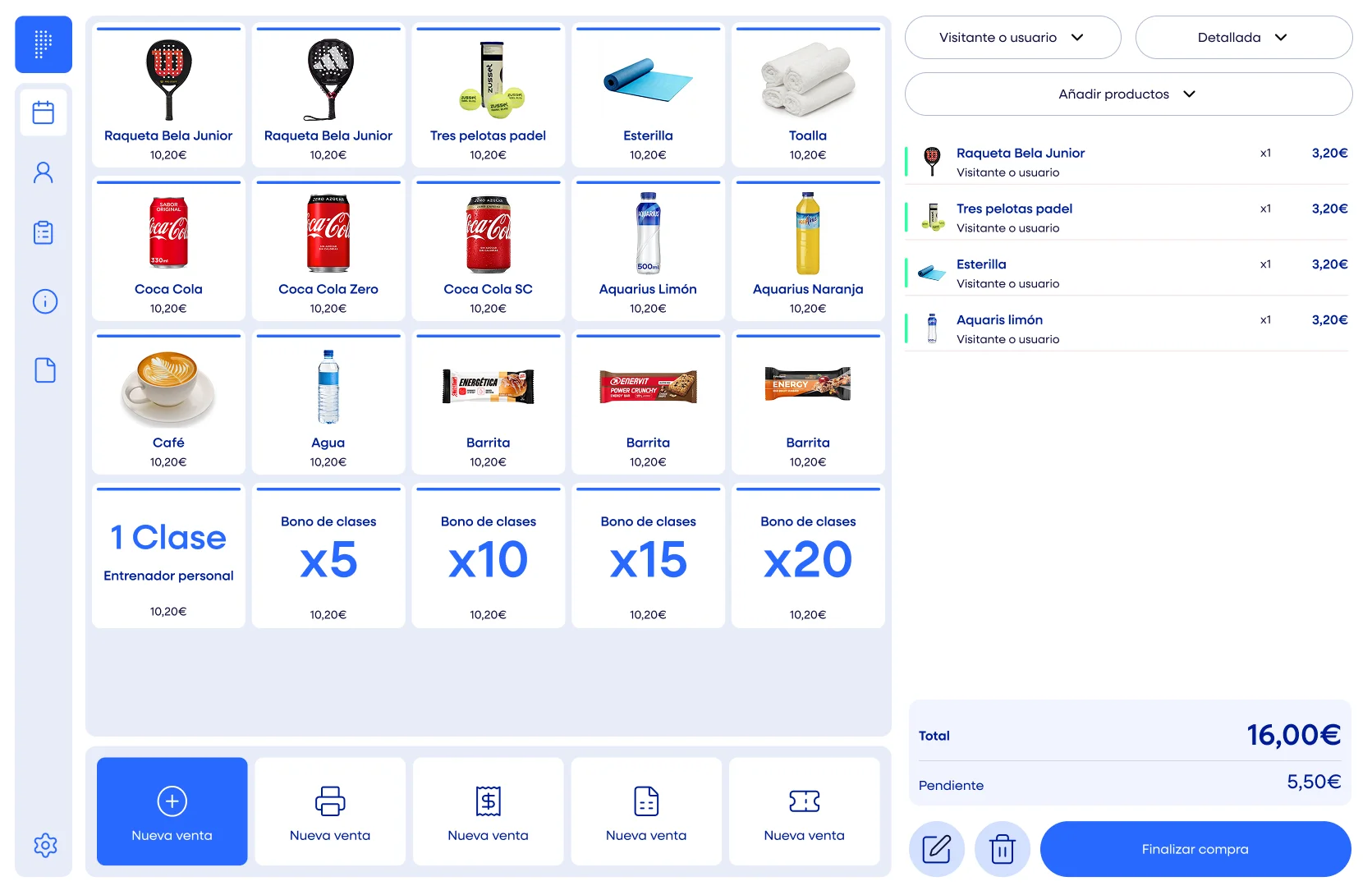 Playzen point of sale interface showing product catalog and shopping cart
